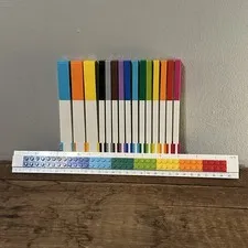 Buildable Multicolor Official Lego Ruler & Assortment Of Lego Branded Gel Pens 