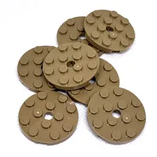 LEGO Parts - Dark Tan Plate, Round 4 x 4 with Hole - No 60474 - QTY 7
