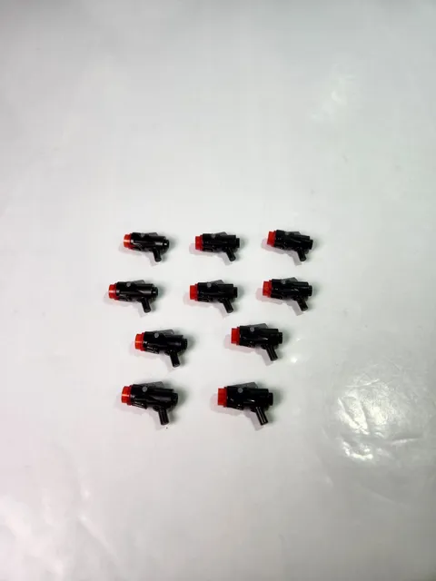 Lego Star Wars - x10 Black Mini Blasters w/ Light Red Studs Shooter Gun Pistol