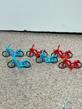Lot Of 6 LEGO Red And Medium Azure  Bicycles