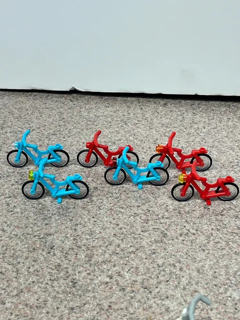 Lot Of 6 LEGO Red And Medium Azure  Bicycles
