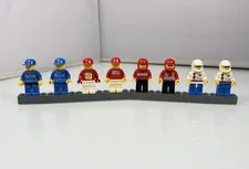 8pc Lego Classic Minifigures Exxon Shell Oil Team Racing Techs & Drivers w/ Hats