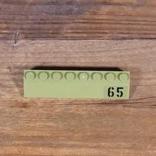 LEGO Olive Green Slope 45 2 x 8 Black '65' Sticker Pattern Left Side 4445pb03L