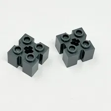 90258 LEGO Parts Brick Modified 2x2 w/ Grooves & Axle Hole DARK BLUISH GRAY (2)
