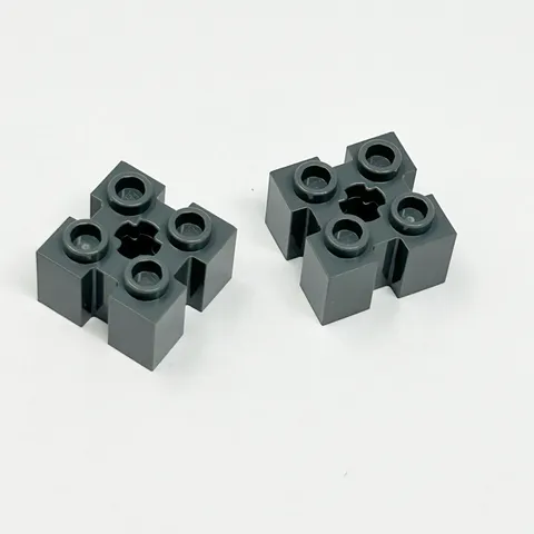 90258 LEGO Parts Brick Modified 2x2 w/ Grooves & Axle Hole DARK BLUISH GRAY (2)