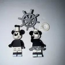 LEGO Disney Series 2 Mickey & Minnie Mouse Steamboat Willie Minifigure Grayscale