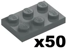 Lego 50 New Plates Dark Bluish Gray 2 x 3 Stud Piece Star Wars Part 3021 DG03