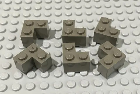 LEGO Classic Dark Gray 2x2 Corner Brick, Lot Of Six