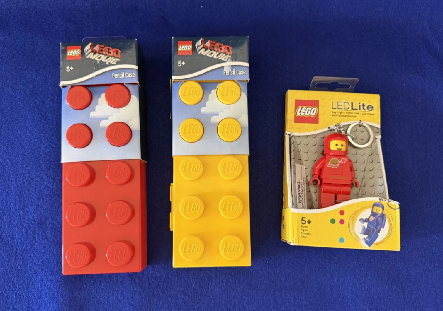 LEGO Movie Pencil Case Storage Brick Set of 2 with bonus keychain - NWT