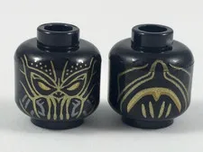 LEGO Black Minifigure, Head Mask Gold Eyes and Details Pattern 3626pb2114 Used G