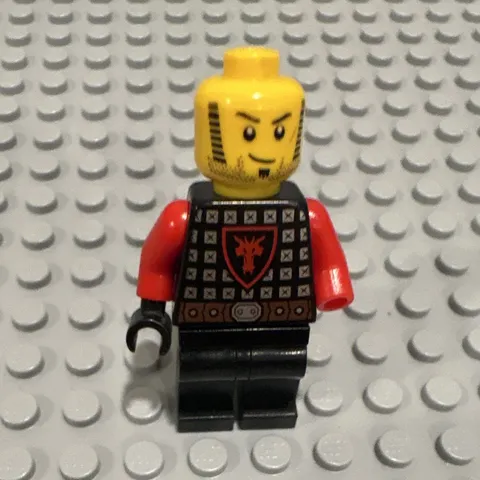 LEGO Castle Minifigure Yellow Head Black/Red Torso Armor Print Black Legs