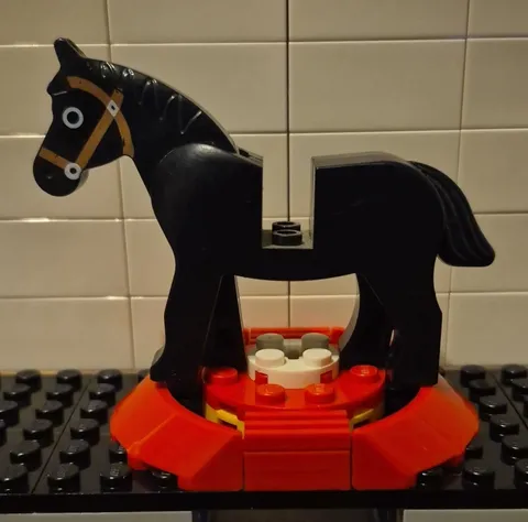 LEGO Black Horse Animal Figure Printed Bridle Brown/White Eye Print, 1pc