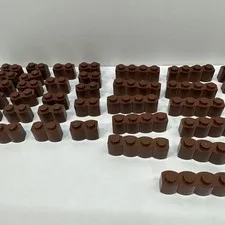 LEGO Reddish Brown Modified Brick 1x2 & 1x4 Log Profile Lot Of 38 (30136 30137)