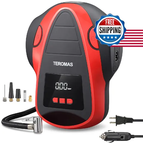 Teromas Tire Inflator Portable Air Compressor Air Pump Dc/Ac For Car Tires 12V