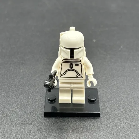 Rare STAR WARS White Boba Fett 30th Anniversary custom Lego Minifigure sw0275