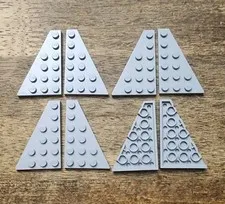 LEGO Light Bluish Gray Wedge, Plate 6 x 4 Left/Right QTY 8. 48205 48208. 4 Each.