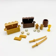 LEGO Lot Chrome Gold Coin + Rings | Treasure Chest | Pirate Loot