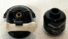 Lego Black Minifigure Headgear Helmet Ninja Samurai w/ Bone Part And Head