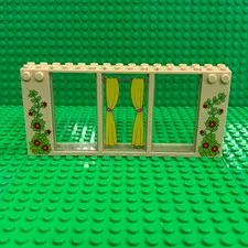 Lego Window Frame Tan 2x16x6 with Vines and Flowers Pattern 35103 with Inserts