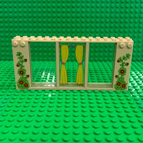 Lego Window Frame Tan 2x16x6 with Vines and Flowers Pattern 35103 with Inserts