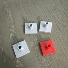 LEGO Tile 2 x 2 with Vertical Pin (2460 / 49153) 4 Pieces Light Gray Red