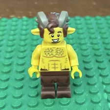 LEGO Faun Satyr Minifigure Yellow w/ Brown Legs Horned Hair Headpiece