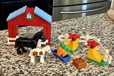 LEGO Duplo Horse Stable Set 4690- Black brown white Carrots - Partial/Incomplete