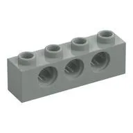 LEGO Part 3701 - Light Gray Technic Brick 1 x 4 [3 Pin Holes]