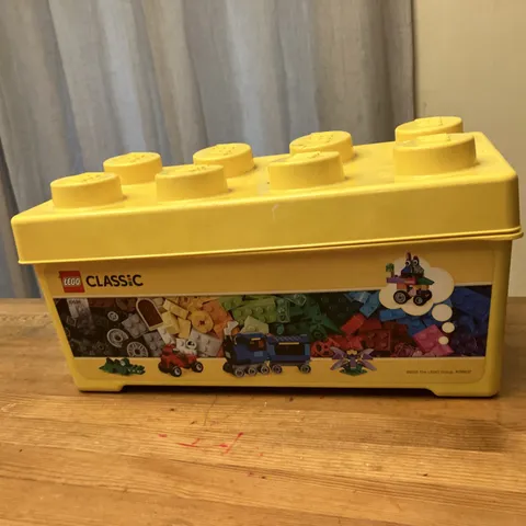 10696 LEGOS Box & Lid Full Of Legos Large Yellow Brick Storage