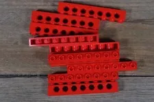 LEGO 3702 Red Technic Brick 1 x 8 with Holes Qty 10