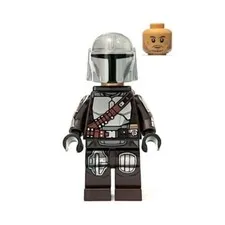 Lego The Mandalorian in Silver Beskar Armor & Cape - Star Wars Minifigure