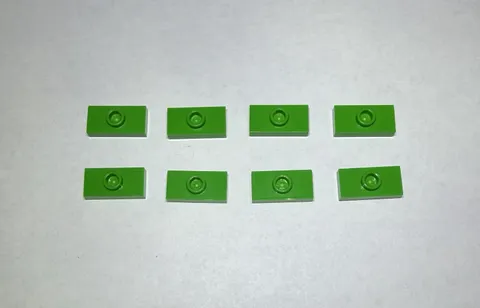 Lego Lot Of 8 Bright Green 1x2 Plate / Tile With 1 Knob Stud New City Part