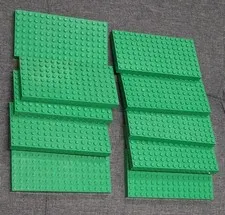 Vintage Lego 8x16 Bricks Base Plates 2.5"x5" Green Thick Bottom Tubes 10 pc Lot
