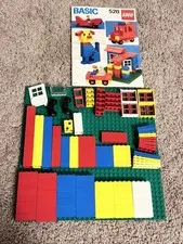 1985 LEGO 520 Basic Set - Vintage Bricks, Baseplate & Instruction Manual AS-IS