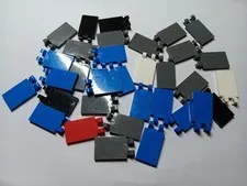 LEGO BULK LOT OF 34 MODIFIED TILES 2X3 WITH 2 CLIPS #30350 MIXED COLORS