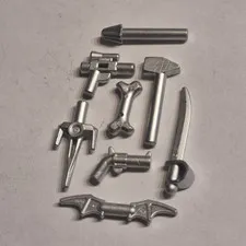 Chrome silver LEGO weapons and accessories