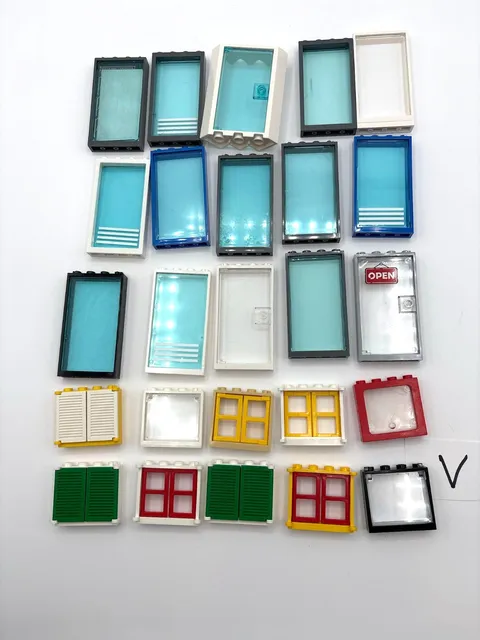 LEGO Bulk lot of 25 Doors Windows frames city town white yellow black red #V