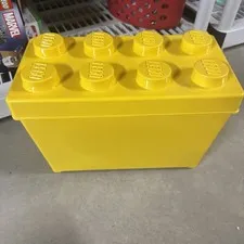 LEGO Box & Lid Classic Large 8 Stud Yellow Brick Storage Container Full