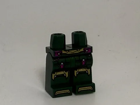 Lego Leg-Hips and Legs with Gold Belt, Knee Pads, and Toes, Magenta Trim 970c00p