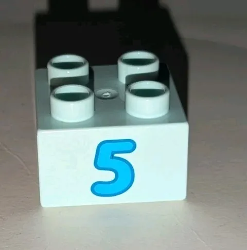 LEGO DUPLO BRICK 2x2 LIGHT AQUA MEDIUM AZURE # 5 NUMBER FIVE COUNTING PIECE PART