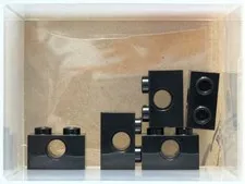 LEGO Parts - Black Technic, Brick 1 x 2 with Hole - No 3700 - QTY 5