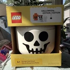 LEGO Skeleton Skull Storage Head Small Container Halloween Decor NEW IN BOX 8”