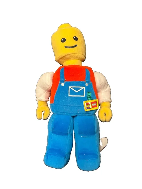 LEGO Man Articulated Bendable 13 Inch Plush 2004 Stuffed Figure Yellow & Blue