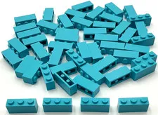 Lego 50 New Medium Azure Bricks Building Blocks 1 x 3 Stud Parts