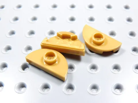LEGO Lot of 3 Gold 1x2 Smooth Half Round Tiles Plates w /Stud BN