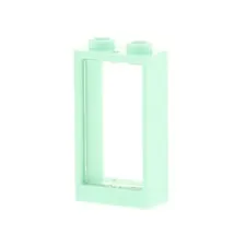 1x LEGO Window Frame 1x2x3 Light Aqua Blue Clear Glass White 60602 60593