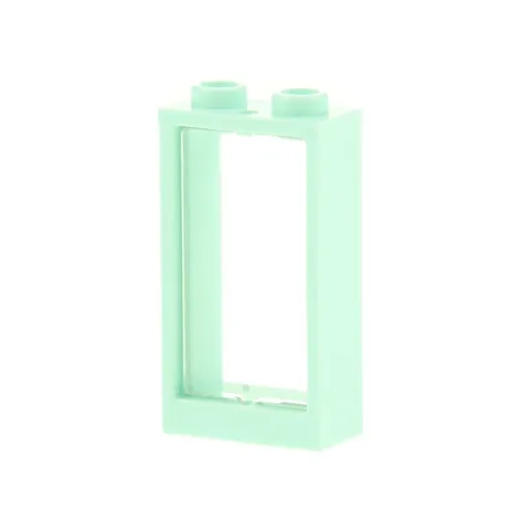 1x LEGO Window Frame 1x2x3 Light Aqua Blue Clear Glass White 60602 60593