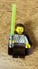 Lego Qui-Gon Jinn Minfigure Star Wars figure sw0027 jedi w/Chrome Lightsaber
