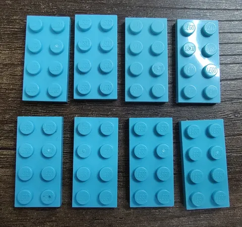 LEGO Parts Medium Azure Flat Plate 2 x 4 #3020 Lot 7 Pieces 2x4