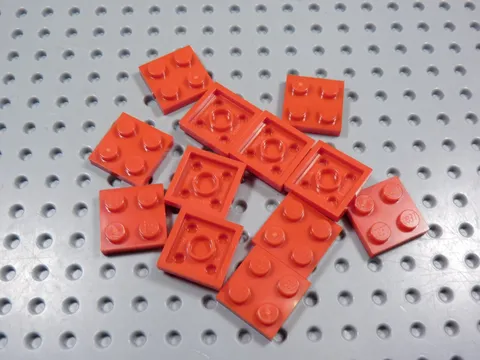 LEGO Lot of 12 Red 2x2 Plates BD